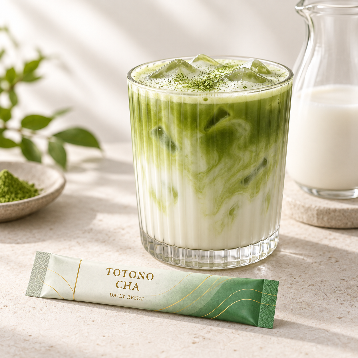 牛乳で作った抹茶ラテ風の、ととの茶